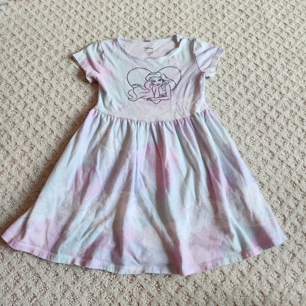 Disney Ariel Little Mermaid Tie Dye Glitter Dress Girls size 3T